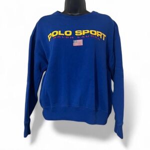 Polo by Ralph Lauren Royal Blue Polo Sport Crewneck Sweatshirt with Yellow Logo